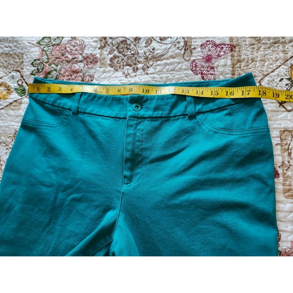 Chico's Women's Capri Pants Stretch Mid-Rise Pockets Green  Cotton Size‎ L(12) - Picture 9 of 10